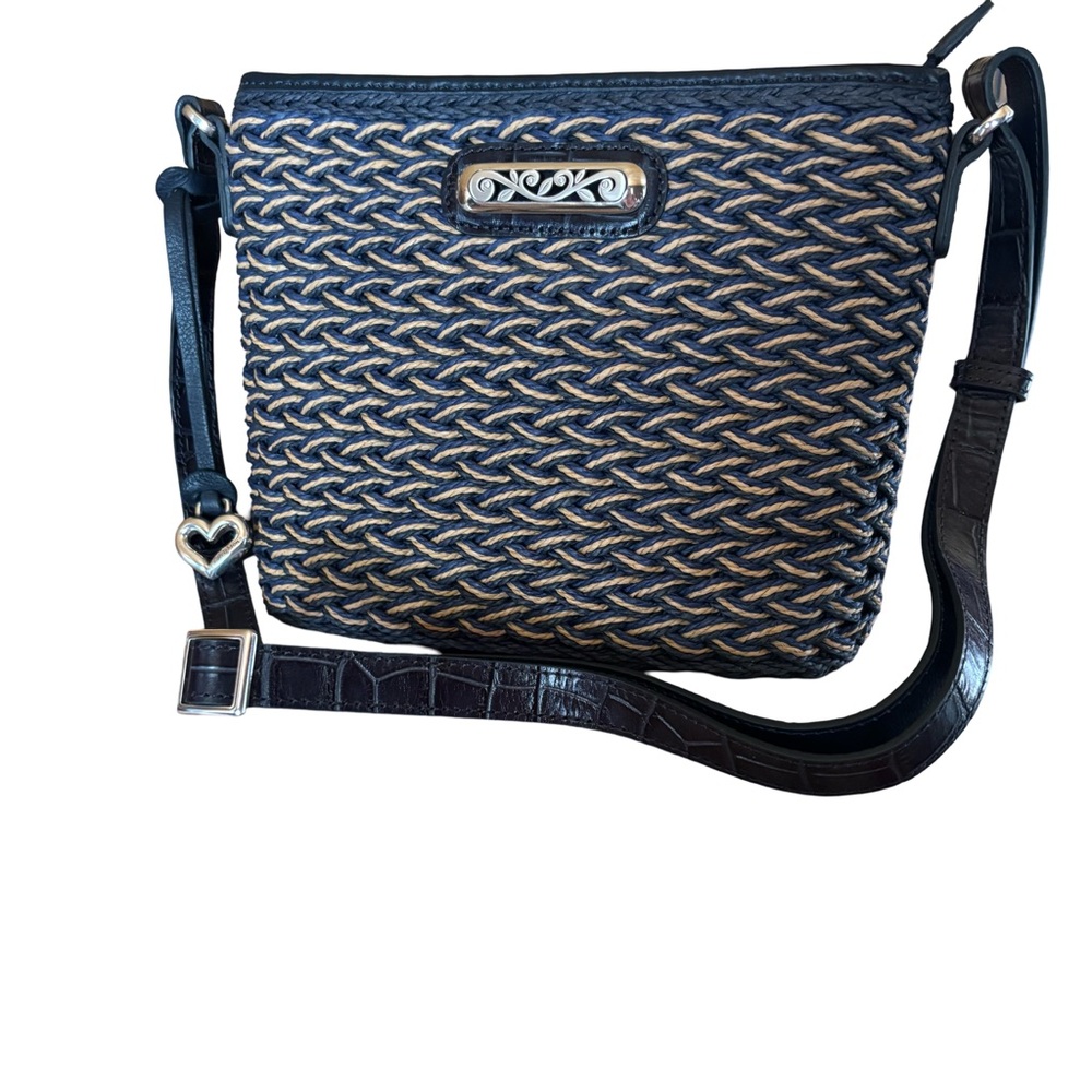 Brighton Emme Woven Handbag Ink Mix w/ Leather Strap